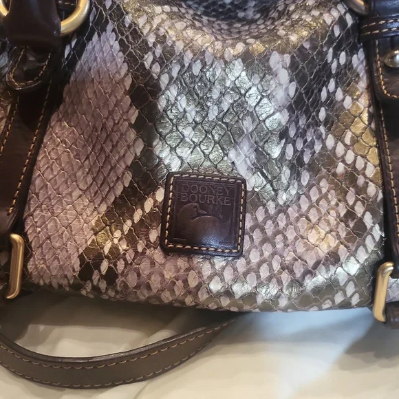 Dooney & Bourke Limited Ed.  Snake Print Large Florentine Satchel Bronze Brown - Picture 2 of 11